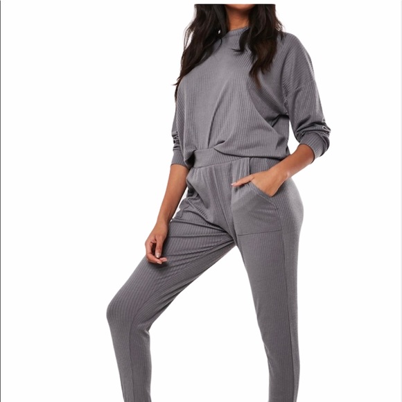 Blue Rib Soft Touch Loungewear Set - Picture 1 of 6